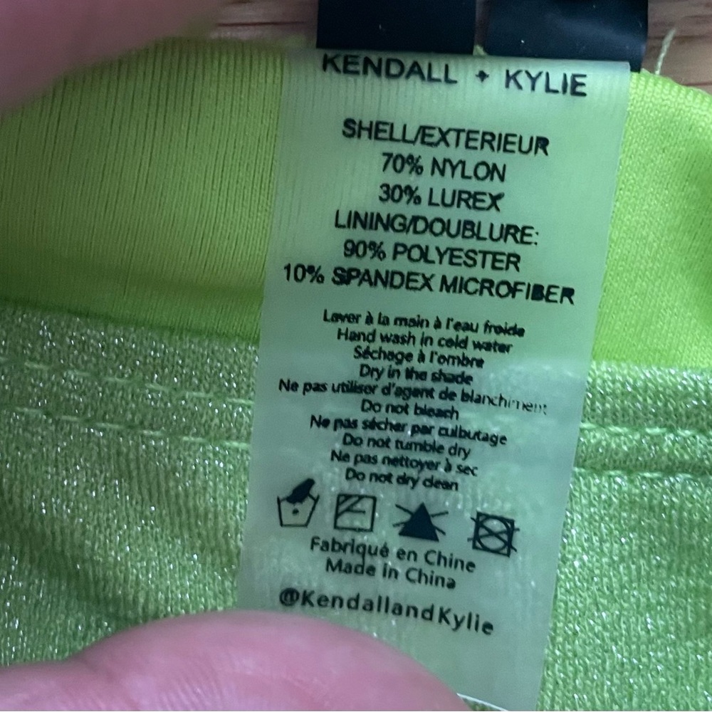 NWT Kendall + Kylie Baby Lime Glitter Metallic Triangle Bikini Bottoms sz M - Picture 6 of 6